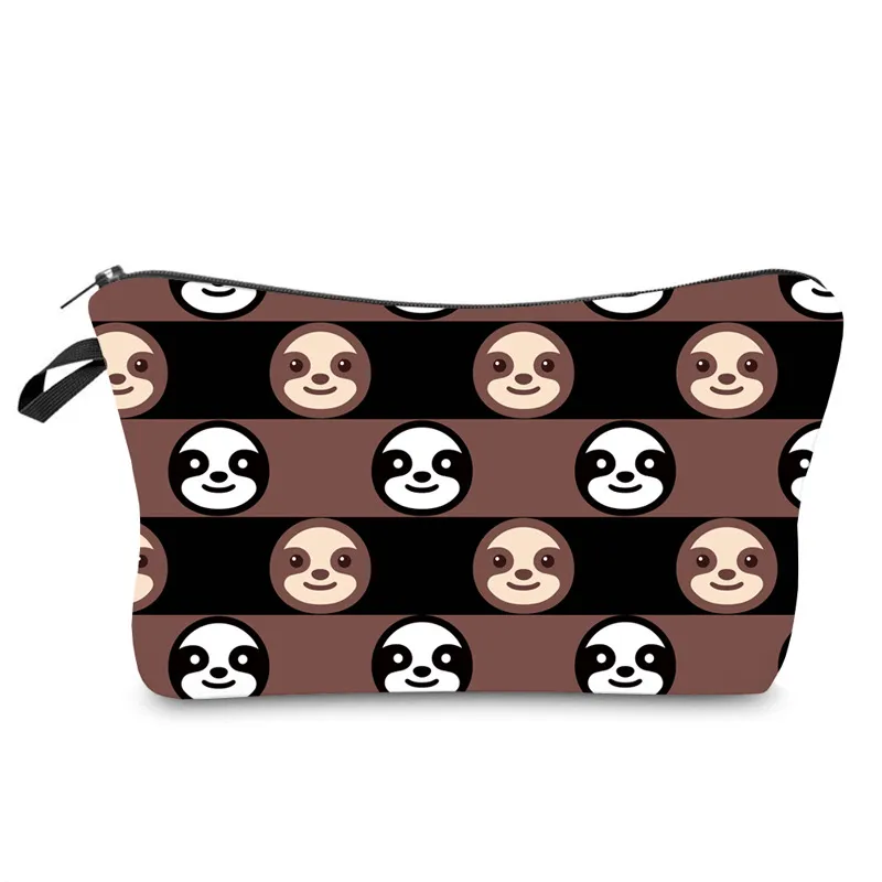 Wholesale Custom Cartoon Sloth Printing Girls Pencil Pouch Polyester Cosmetic Bags