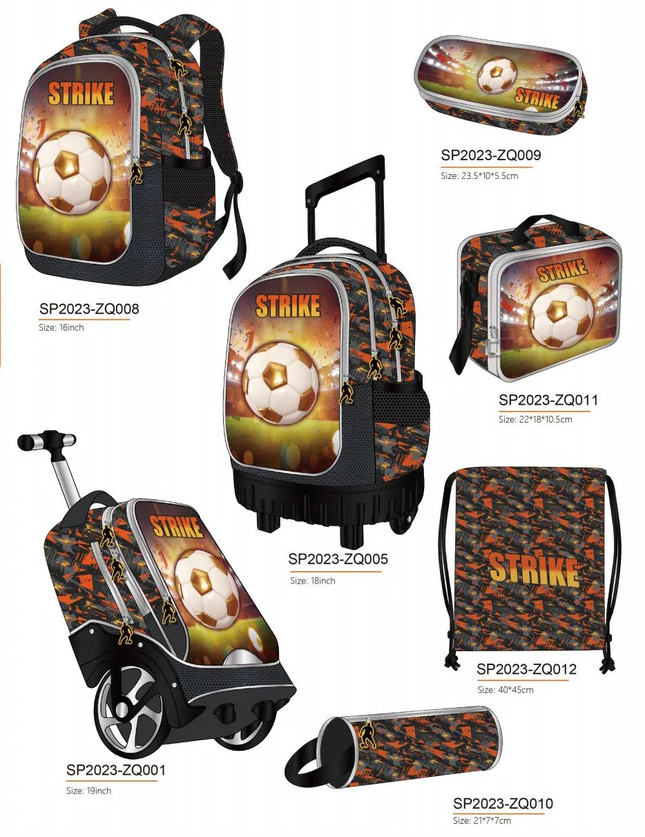 Custom School Football Backpack with Logo Mochila Escolar Children 3D Cartoon Character Trolley School Backpack