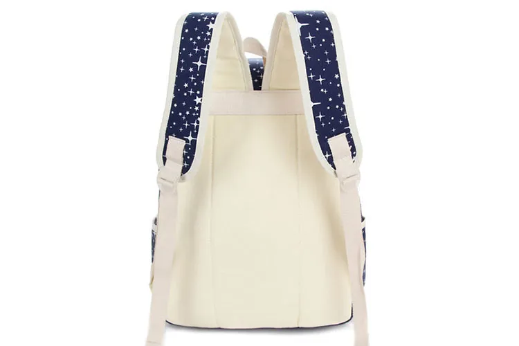 3PCS Casual Star Print Canvas Top Name Brand Kids School Bag Set