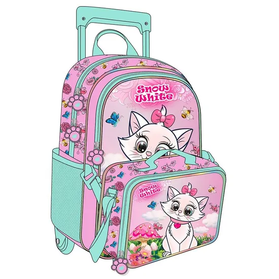 Wholesale Cartoon Cat Design Trolley School Bags with 3 Pieces Set 17 Inch School Trolley Backpack