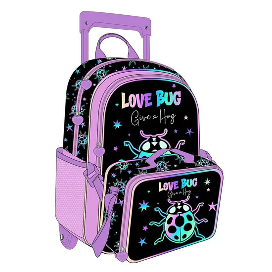 Wholesale 17inch Cartoon Kids Trolley Bag School Wheeled Backpack School Rolling Backpack with Wheels for Girls