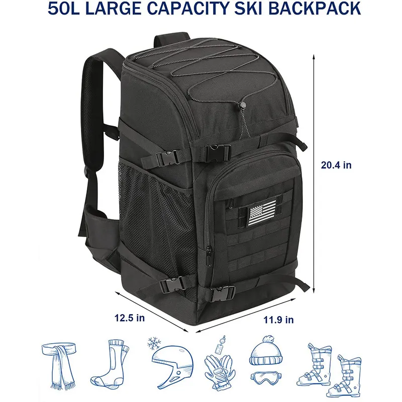 Factory Customized Outdoor Tactical Style Camouflage Large Capacity Skiing Boots Backpack
