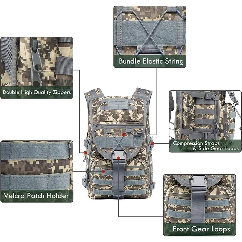 Tactical Style Camouflage Style Hiking Camping Backpack