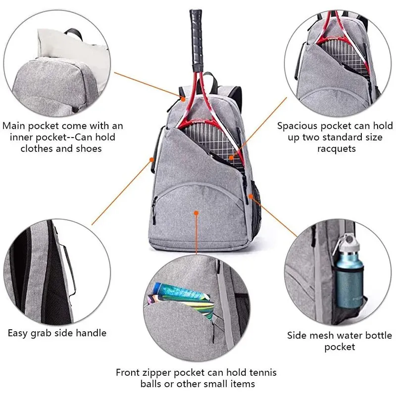 Factory Customized New Fitness Bag Tennis Racket Backpack Waterproof Oxford Cloth Leisure Sports Backpack