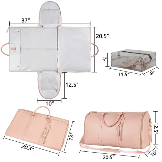 New Women Folding Suit Travel Bag Multi Functional Storage Large Capacity PU Handheld Luggage Bag