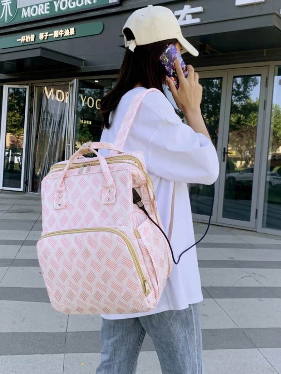 New Folding Multi Functional USB Charging Port Baby Bed Mommy Backpack