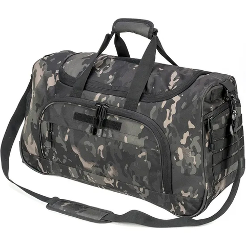 Cross Border New Tactical Camouflage High-Capacity Portable Fitness Bag Travel Storage Bag with Independent Shoe Compartment