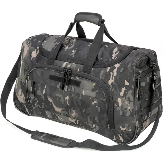 Cross Border New Tactical Camouflage High-Capacity Portable Fitness Bag Travel Storage Bag with Independent Shoe Compartment