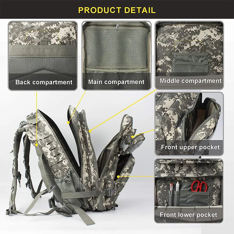 Factory Customized Tactical Style Camouflage Backpack Outdoor Mountaineering Backpack