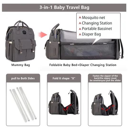 Mommy Bag New Folding Bed Multi Functional Double Shoulder Mom Backpack