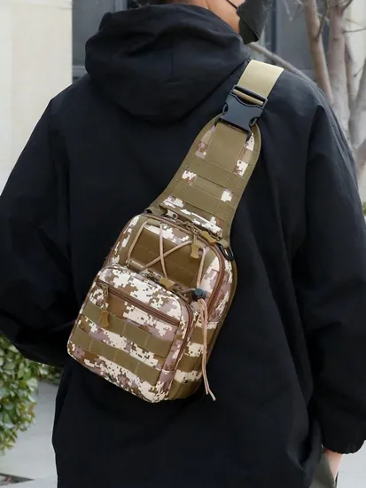 Casual Camouflage Oxford Cloth Large Capacity Mens Mountaineering Chest Bag Tactical Shoulder Bag