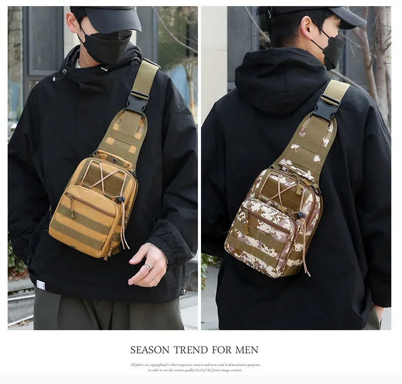 Casual Camouflage Oxford Cloth Large Capacity Mens Mountaineering Chest Bag Tactical Shoulder Bag