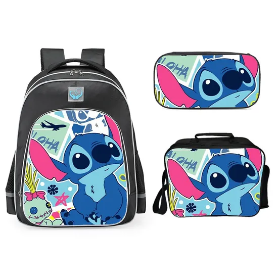 2024 Factory New Stitch Backpack Three Piece Set for Primary and Secondary School Students Backpack