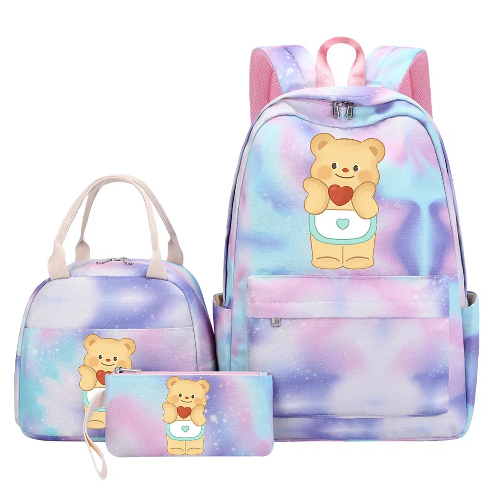 Butter Bear Student Children&prime;s Backpack Handbag Pencil Case 3-Pieces Set