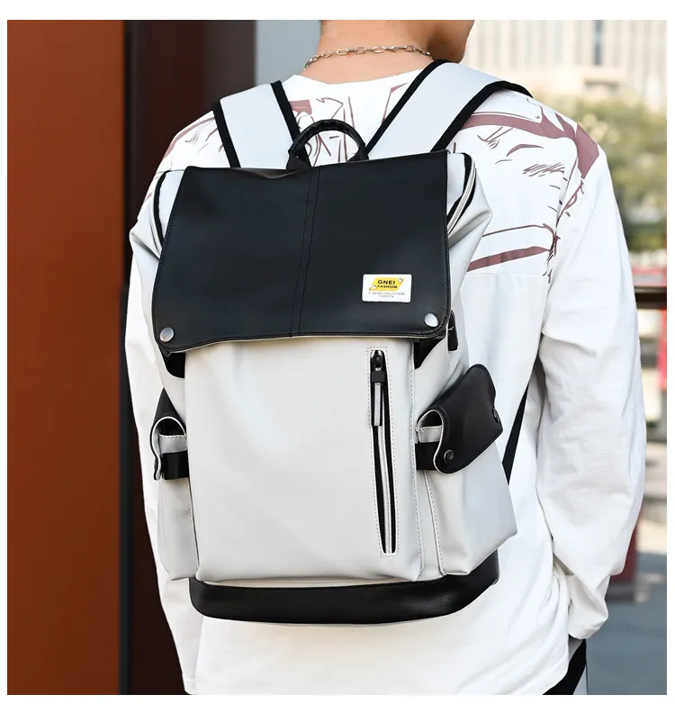 15.6-Inch Computer PU Backpack Large Capacity Splash Proof Backpack