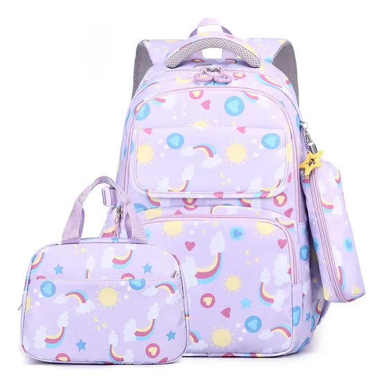 Three Piece Primary School Backpack Set Lightweight Large Capacity Backpack