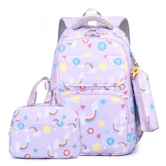 Three Piece Primary School Backpack Set Lightweight Large Capacity Backpack