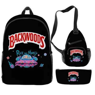 Hot Selling Backwoods Backpack 3-Piece Set Rick Modi Backpack Full Color Printed Backpack
