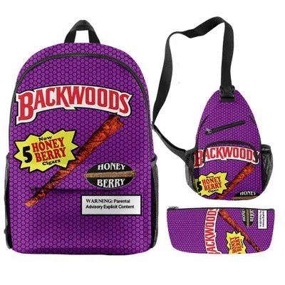 Hot Selling Backwoods Backpack 3-Piece Set Rick Modi Backpack Full Color Printed Backpack