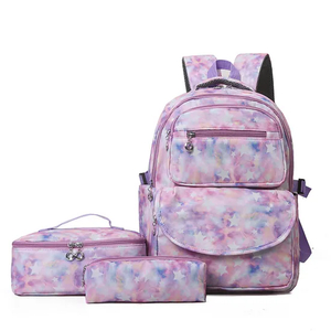2024 New Backpack for Female High School Students Three Piece Set Simple Backpack