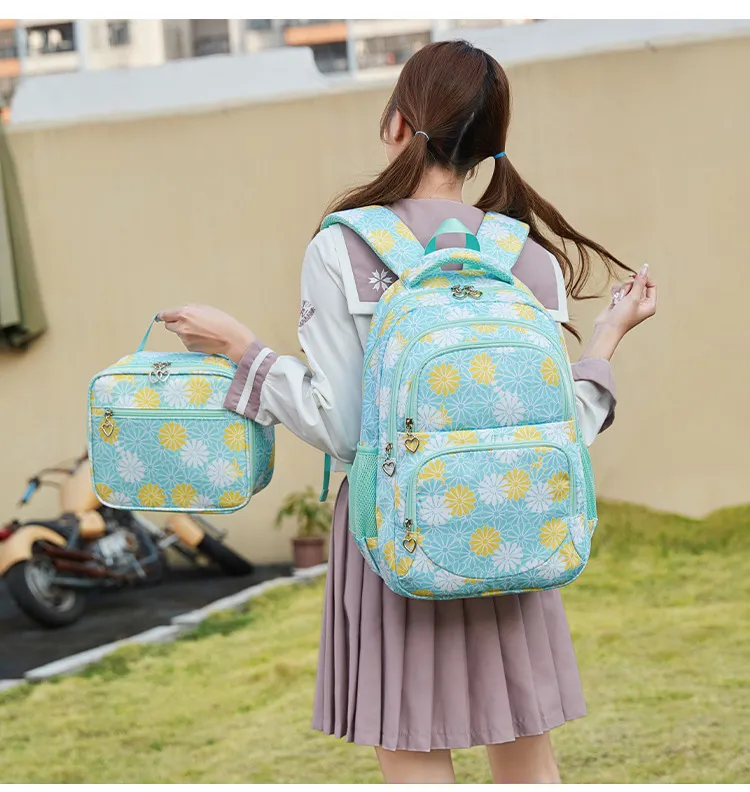 2024 New Printed High School Girls Bag Large Capacity Three Piece Backpack