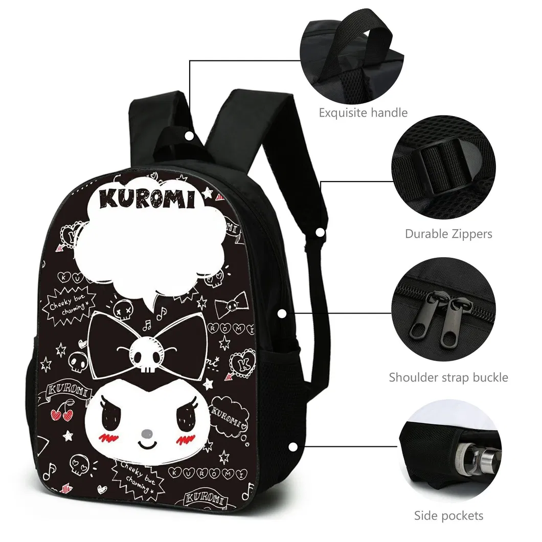 Lomi Kuromi Backpack Lunch Bag Pencil Case Three Piece Set Elementary School Backpack