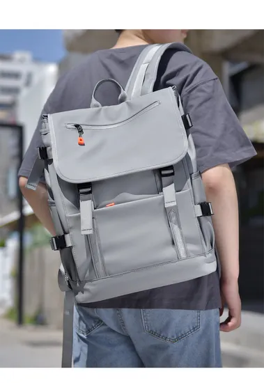 2024 New Mens Lightweight Large Capacity Business Reflective Stripe College Student School Backpack