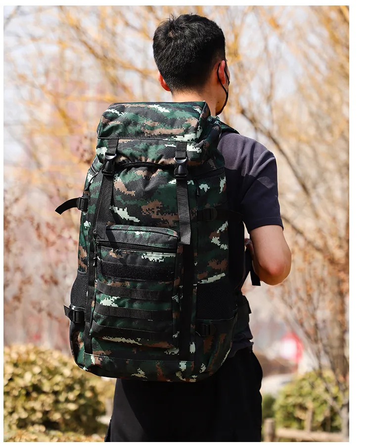 Outdoor Sports Backpack Mountaineering Hiking Travel Backpack 80L Large Capacity Lightweight Tactical Bag