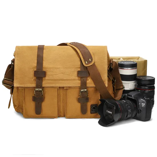 Men′s One Shoulder Crossbody Canvas Bag DSLR Photography Digital Camera Bag