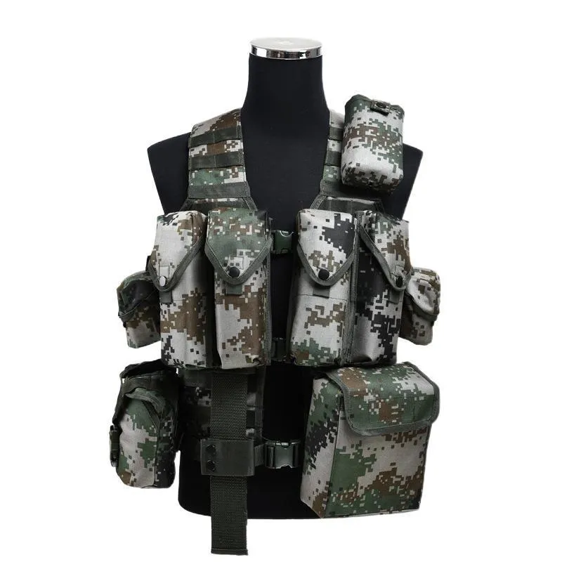 Tactical Vest Clip Bag 7-Piece Set Camouflage Combat Carrying Gear Customizable Vest