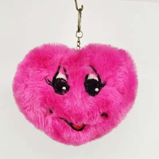 Manufacture Customized Wholesale Keychain Pompom Keychain Heart Shape Keychain Fur POM Poms