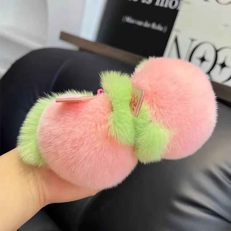 Boutique Rabbit Plush Fruit Keychain Pendant Persimmon Grape Apple Peach Book Bag Pendant Gift