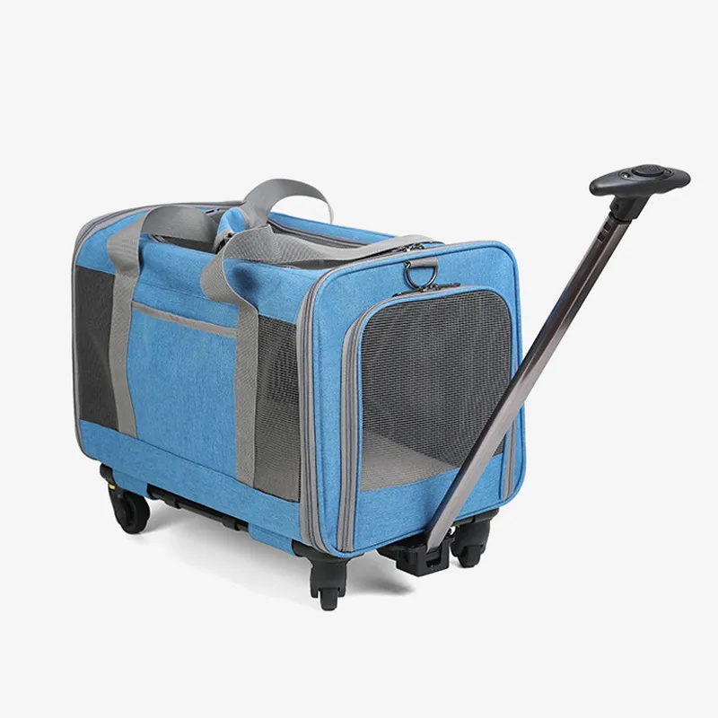2024 Luxury Airline Approved Trolley Expandable Mesh Travel Pet Carrier Bag for Cats Dogs and Small Animals