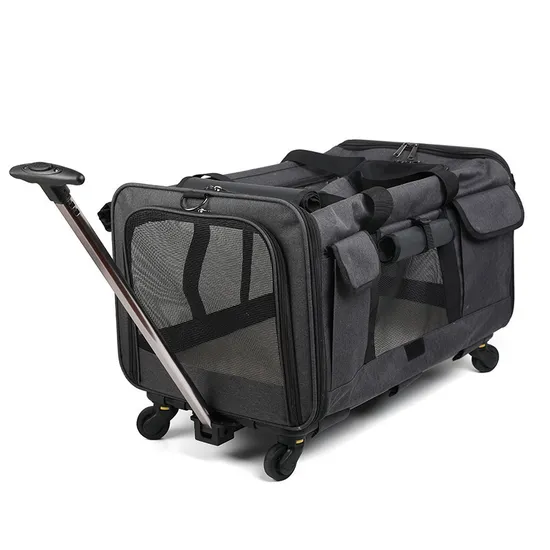 Airline Approved Wheels Pet Dog Carrier Portable Detachable Folding Pet Trolley Carrier with Wheels Pet Trolley Bag