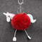 Cartoon Unicorn PU Leather Pompom Key Accessories Ladies′ Fur Ball Key Ring Unicorns Handbag Hang