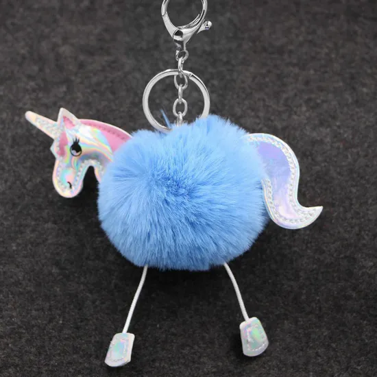 Keychain Rex Rabbit Hairball Pendant PU Leather Cartoon Plush Bag Manufacturers Wholesale
