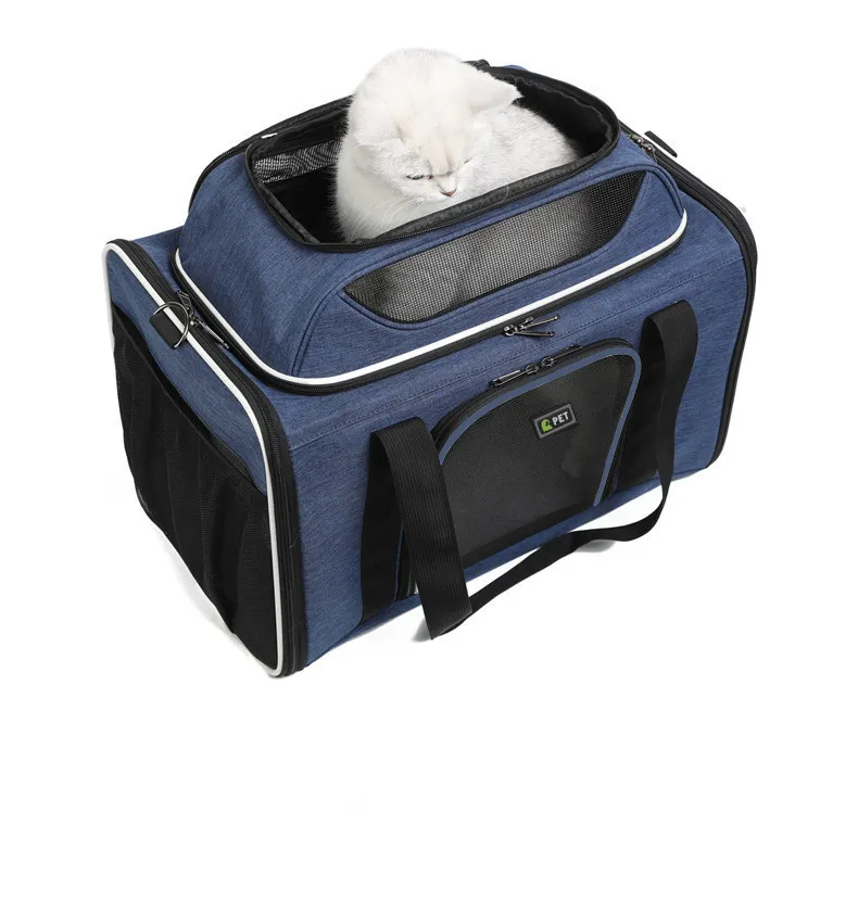 Foldable Extendable Wheeled Trolley Cat Bag Large Oxford Dog Backpack Pet Carrier