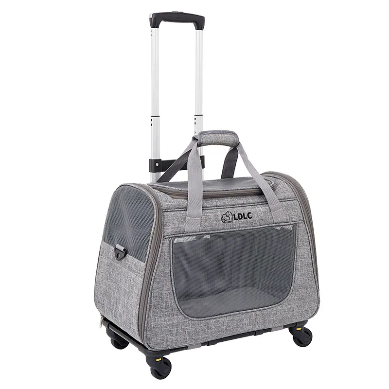 2024 Multifunctional Pet Backpack Carrier Smooth Spinning Wheels Portable Trolley Bag