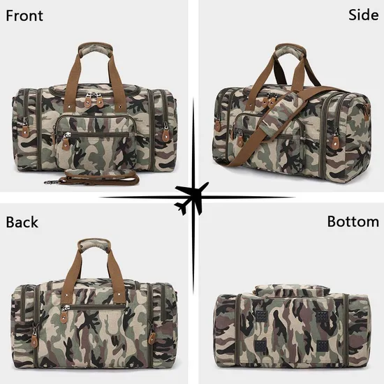 Custom Factory Low Price High Density Cotton Canvas Duffle Bag for Travel 50L Duffel Overnight Weekender Bag