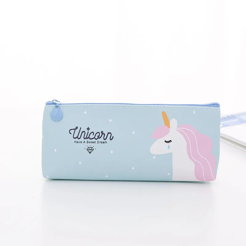 Creative Stationery Cartoon Cute PU Leather Unicorn Pencil Bag