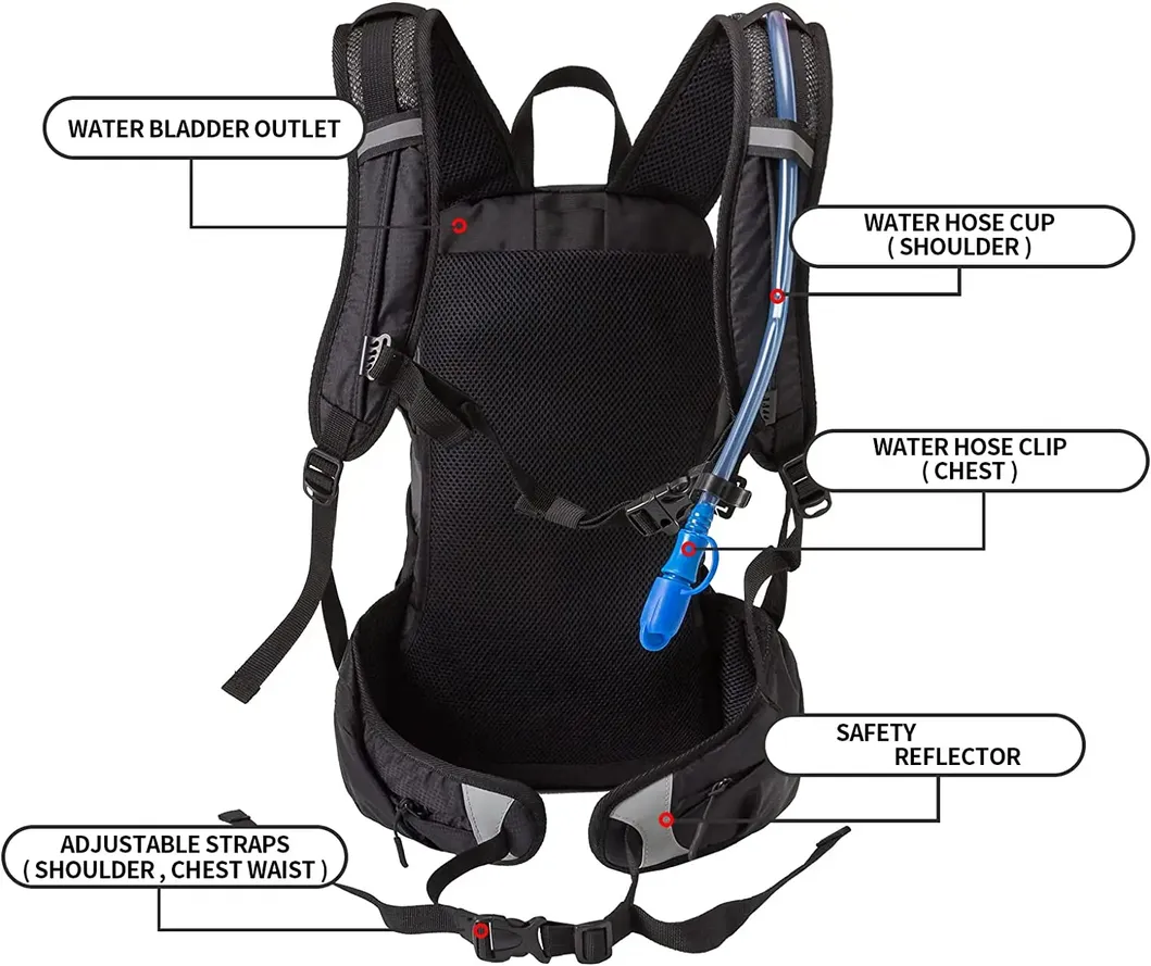Outdoor Sports Hydration Pack with 2L Water Bladder Cycling Backpack Motor Driving Hiking Walking Bag Running Vest