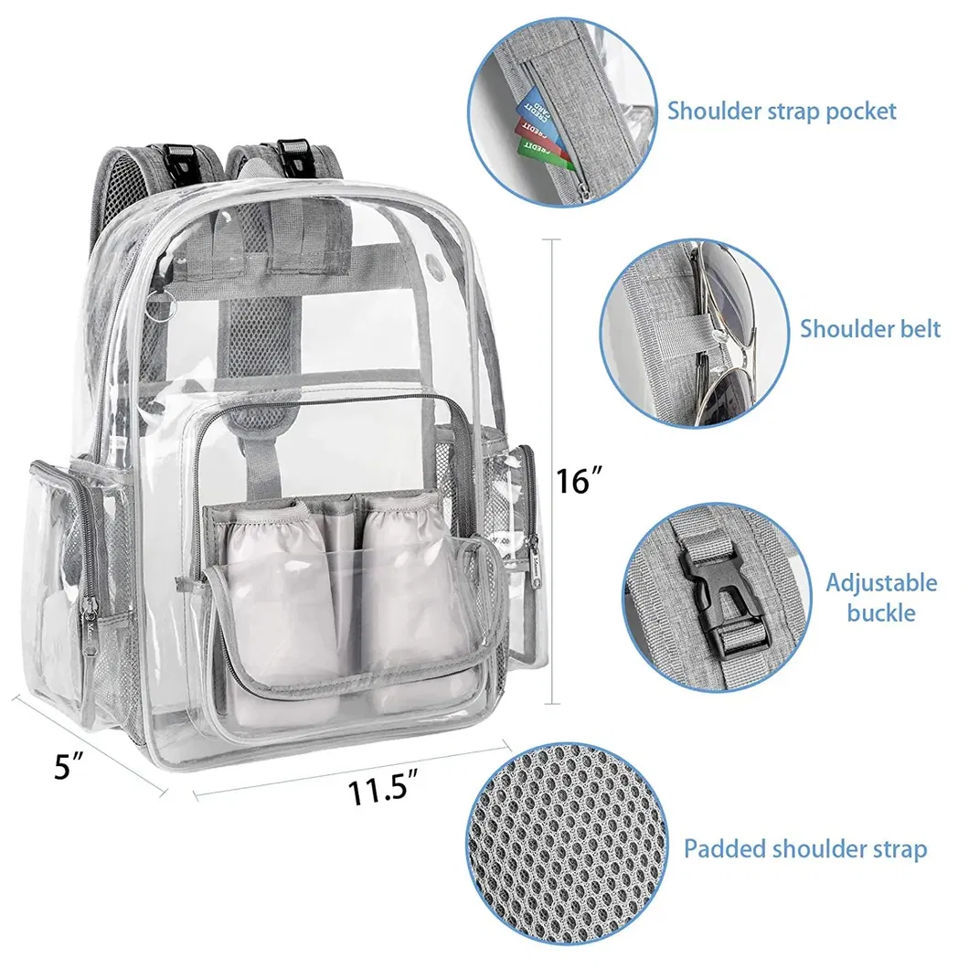 Custom Stylish Holographic School Bag Outdoor Waterproof Clear Transparent PVC Student Backpack