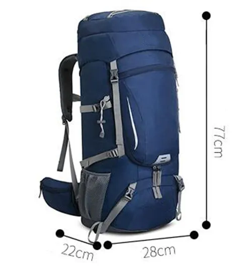 Factory Custom New 60L Hiking Bag Waterproof Backpack with Rain Cover Reflective