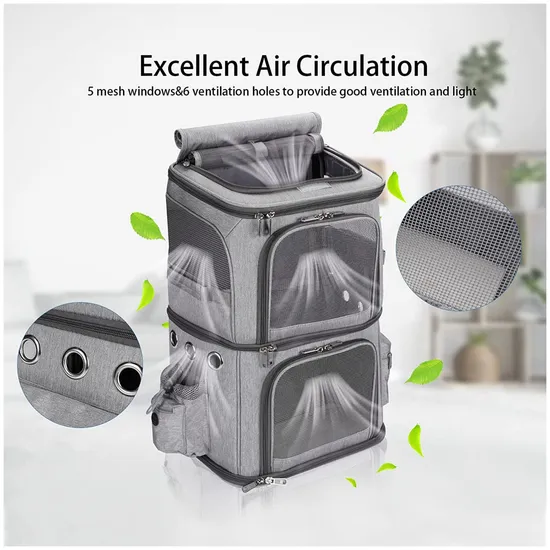 Custom Pet Backpack Travel Double Compartment Carrier Backpack for Small Cats and Dogs