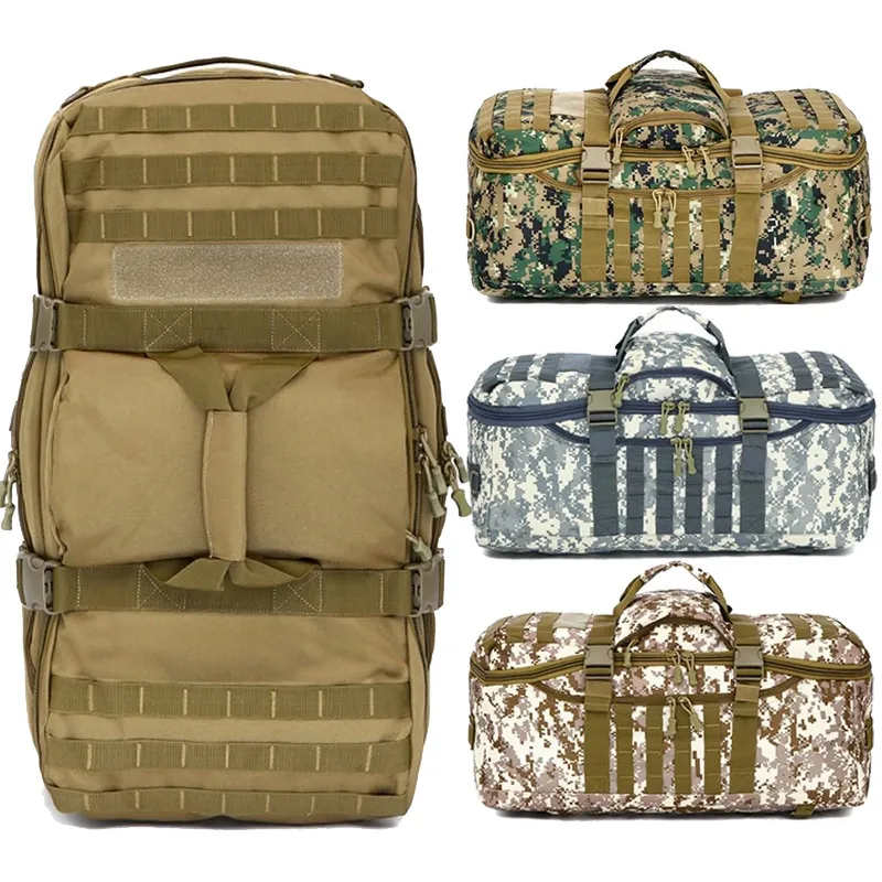 60L Water Resistant Waterproof Convertible Backpack Tactical Shoulder Sport Duffel Bag Hiking Bag
