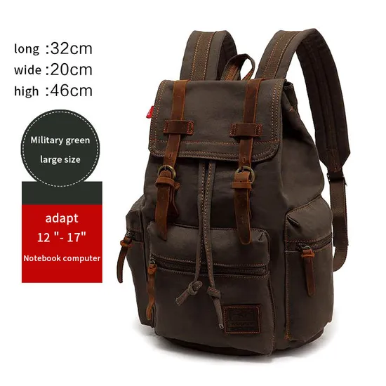 Canvas 15.6 Inches Computer Bag Retro Bags Casual Sports Laptop Backpack School Bags