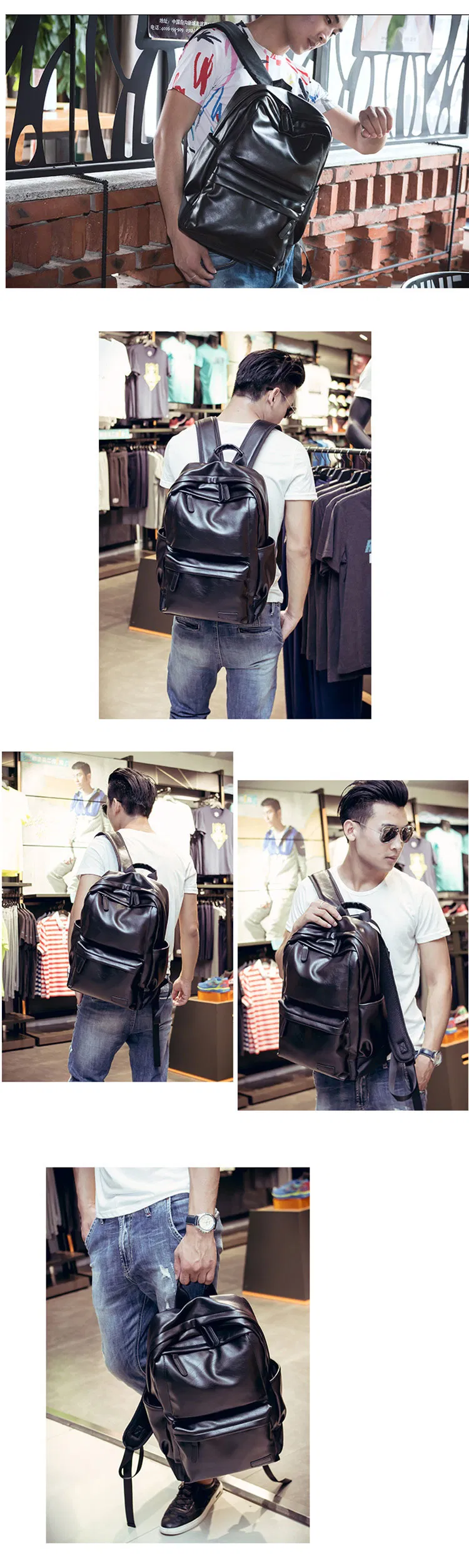 Fashion Bag Big-Capacity Travel Business PU Laptop Man Backpack Bag