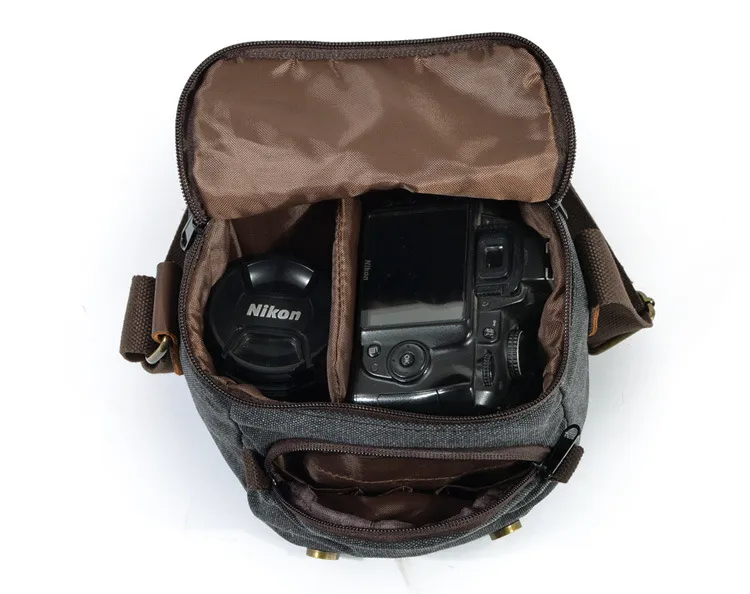 Canvas Bag Crossbody One Shoulder Retro Photography Waterproof Micro DSLR Camera Bag
