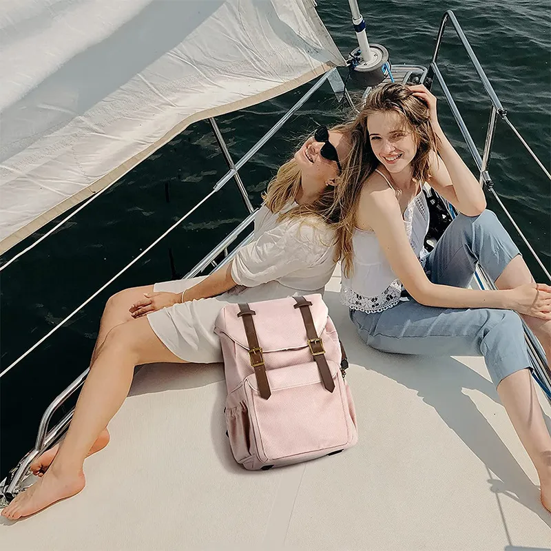 Customized New Fashionable Girl Pink Travel Camera Backpack Short-Term Travel Luggage Computer Storage Backpack