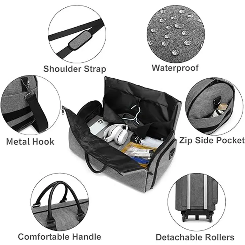 New Travel Handheld Rod Bag Business Travel Portable Clothing Bag Roller Belt Independent Shoe Storage Suit Bag